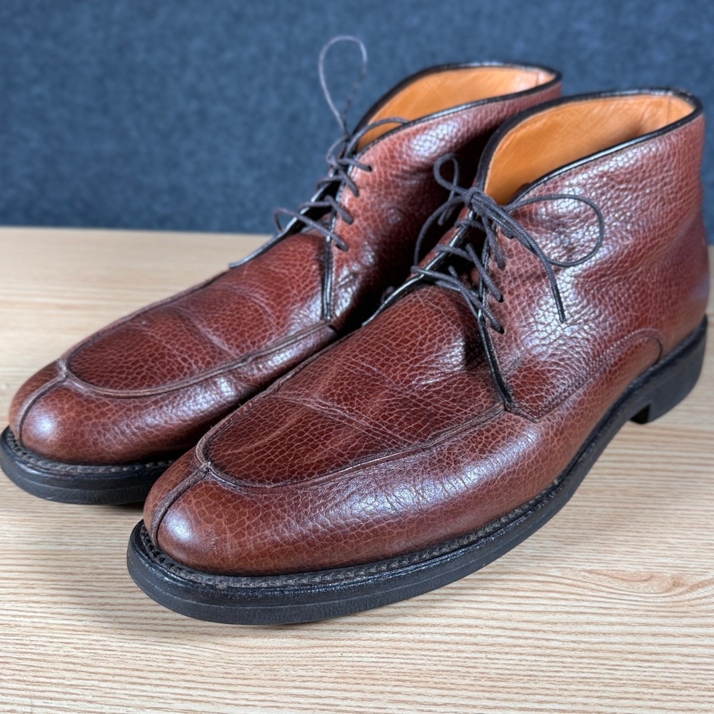 Allen Edmonds Worthington Brown Pebble Grain Leather SplitToe Chukka Boots 9.5AA